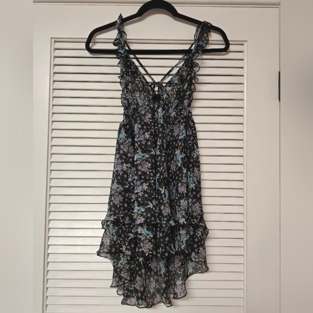 Victoria's Secret - Floral Ruffle Babydoll Layered Sheer Lingerie Top